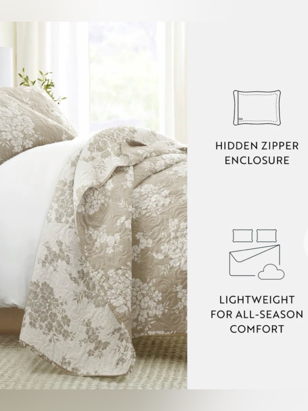 NWT- Linens & Hutch reversible quilted set Size-King/Cal King - Picture 4 of 6
